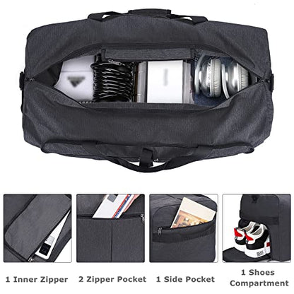 120L Foldable Collapsible Waterproof Travel Duffel Bag for Men and Women with Shoe Compartment - color: Black, size: 120L