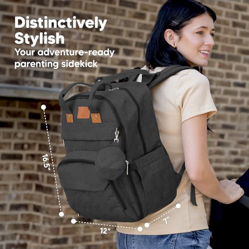 KeaBabies Diaper Bag Backpack - Large Baby Diaper Bag with Changing Pad, Baby Boy, Girl, Travel Backpack for Mom and Dad, Waterproof, Multi Function Durable (Charcoal) - color: Charcoal