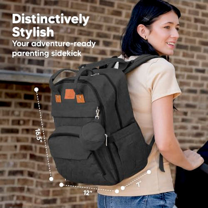 KeaBabies Diaper Bag Backpack - Large Baby Diaper Bag with Changing Pad, Baby Boy, Girl, Travel Backpack for Mom and Dad, Waterproof, Multi Function Durable (Charcoal) - color: Charcoal