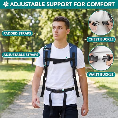 PetAmi Expandable Dog Backpack Carrier for Cats & Pets, Breathable Cat Carrier Backpack with Top Window & Multi-Entry, Ventilated Foldable Travel Carrier for Small Medium Pets up to 18 lbs, Navy - color: Navy