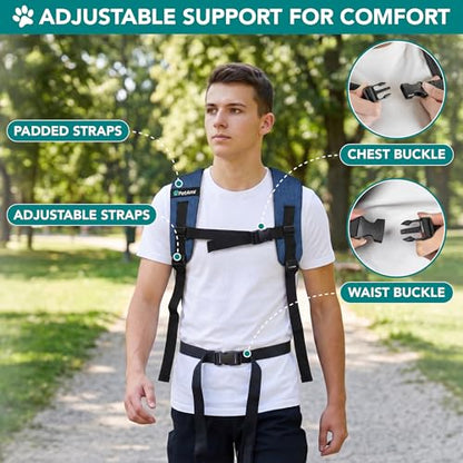 PetAmi Expandable Dog Backpack Carrier for Cats & Pets, Breathable Cat Carrier Backpack with Top Window & Multi-Entry, Ventilated Foldable Travel Carrier for Small Medium Pets up to 18 lbs, Navy - color: Navy
