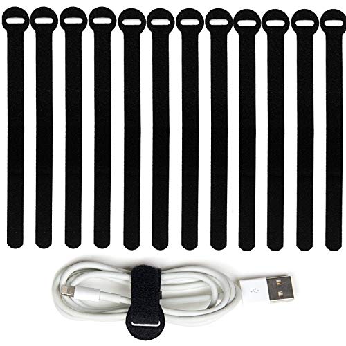 200PCS Reusable Fastening Cable Ties, 6-Inch Cable Straps Cable Management, Multi-Purpose Hook & Loop Cord Organizer Wire Ties, Adjustable Cable Organizer Cord Ties, Microfiber Cloth Straps, Black - size: 6"(200 Pack)