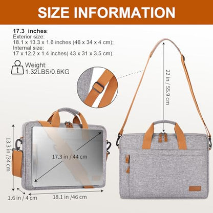 ESTARER Laptop Bag 17-17.3 Inch, Computer Bags for Men Water-resistant Canvas Laptop Case Slim Laptop Sleeve Fits Hp/Dell/Asus/Lenovo/Acer, Light Grey - color: Light Grey, size: 17-17.3 Inch