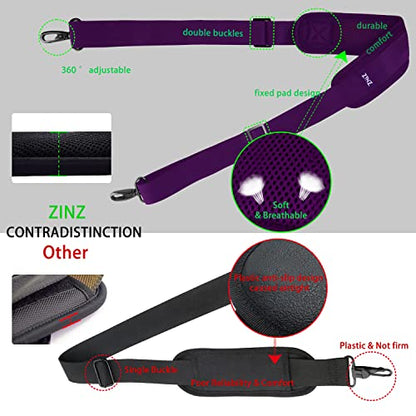 ZINZ 79 inch Shoulder Strap, Extra-thick Fixed Cushion Pad and Dual Clasps Universal Replacement Strap with Metal Swivel Hooks for Laptop Bags, Luggage Bags, Camera, Crossbody (200cm,Purple) - color: Purple