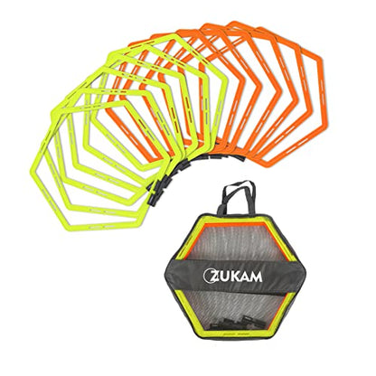 Hex Agility Rings for Speed Training & Agility Footwork Training Speed Hurdles Ladder with Carrying Bag (12 Rings) - size: 12 Rings