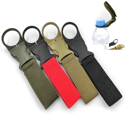 lightstar 4pcs Hanging Bottle Buckle Clip Carabiner, Portable Mineral Water Bottle Clip for Outdoor Camping Hiking Traveling