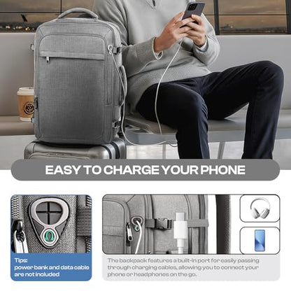 Travel Laptop Backpack for Men, 60L Extra Large TSA Approved Business Computer Bag, Water Resistant & Fits 18.4 Inch Laptop, Grey - color: Grey, size: 3X-Large