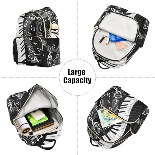ALAZA Mini Backpack Purse for Women Lightweight Girls Small Size Music Note Piano School Teens College Traveling - color: Music Note Piano, size: Small