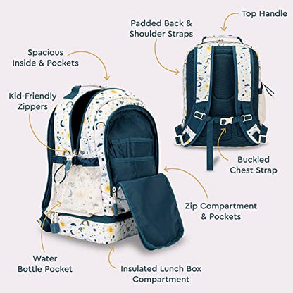 Bentgo Kids 2-in-1 Backpack & Insulated Lunch Bag - Durable 16” Backpack & Lunch Container in Unique Prints for School & Travel - Water Resistant, Padded & Large Compartments (Friendly Skies) - color: Friendly Skies