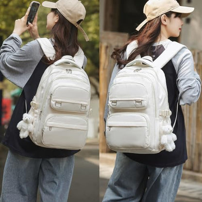 KBTYE School Backpack for Kids Girls Cute Travel Backapck for College Women Men Casual Laptop Bookbag for Teen Student(Beige) - color: Beige