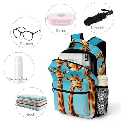 Mens Portable Backpack with Side Pocket Lightweight Laptop Backpack Giraffe Selfie Book Bag Casual Daypack for Office Travel Hiking - color: Color(535)