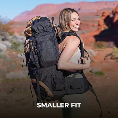 Teton 65L Scout Internal Frame Backpack for Hiking, Camping, Backpacking, Travel, Rain Cover Included, Black - color: Black, size: 65L