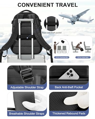 Simple Travel Backpack For Women Men,Laptop Travel Backpack Carry on Flight Approved,Frontier Airlines Personal Item Travel Bag,Waterproof luggage backpack,Mochila de Viaje(Black) - color: Black
