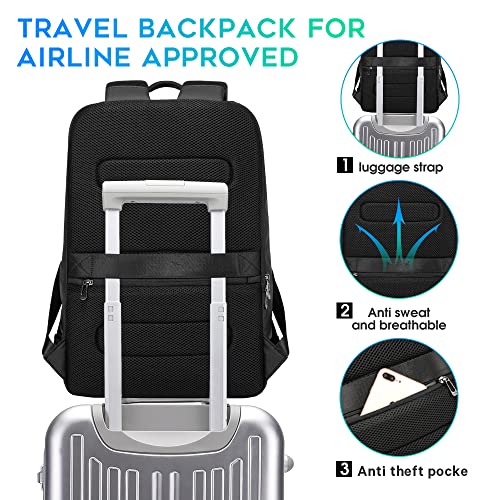 BANGE Business Smart Backpack Waterproof fit 15.6 Inch Laptop Backpack with USB Charging Port,Travel Durable Backpack, Black（no Usb）, L, Travel Backpacks - color: Black(no Charge Port)