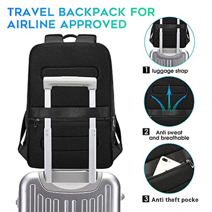 BANGE Business Smart Backpack Waterproof fit 15.6 Inch Laptop Backpack with USB Charging Port,Travel Durable Backpack, Black（no Usb）, L, Travel Backpacks - color: Black(no Charge Port)