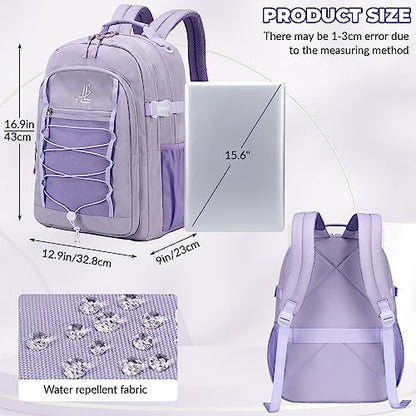 Lanola Kids Backpack for Girls Elementary Primary Middle School Bags for Teens Bookbags Sturdy Durable Travel for Women - Purple - color: Purple