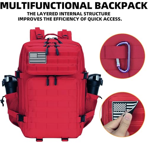 Lovelinks21 45L Tactical Assault Backpack 3 day assault pack with Molle Waterproof backpack Rucksack for Tactical Backpacks (Red) - color: Red