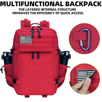 Lovelinks21 45L Tactical Assault Backpack 3 day assault pack with Molle Waterproof backpack Rucksack for Tactical Backpacks (Red) - color: Red