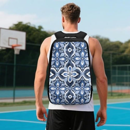 Basketball Backpack With Separate Ball Compartment And Shoes Fit Basketball Volleyball Football - color: Geometric Florals