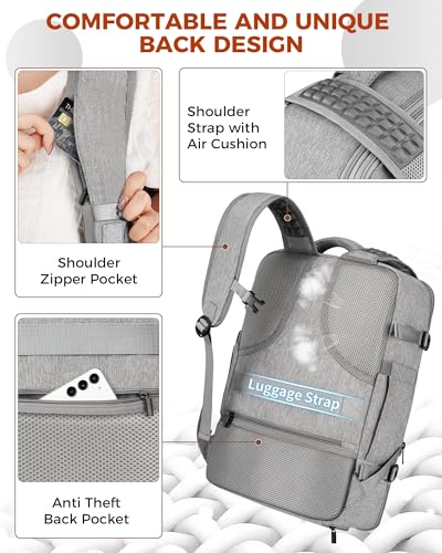Vancropak Carry on Backpack, Flight Approved 18x14x8 Travel Backpack with 3 Packing Cubes, Expandable Large 40L Travel Bag fits 17.3" Laptop, Anti Theft Luggage Suitcase Weekend for Women Men, Grey - color: Grey