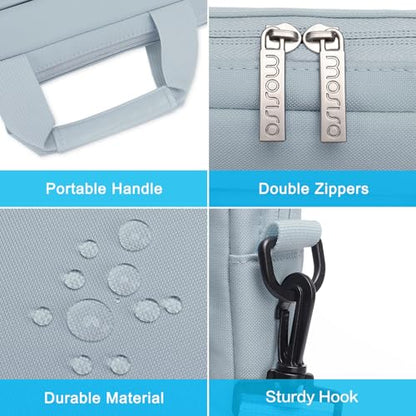 MOSISO Laptop Shoulder Bag 15.6 inch, 15-15.6 inch Computer Bag Compatible with MacBook Pro 16 inch, HP, Dell, Lenovo, Notebook with 2 Raised&1 Flapover&1 Horizontal Pocket&Handle&Belt, Baby Blue - color: Baby Blue, size: 16 inch