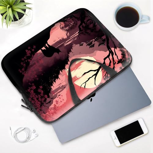 14 15 15.4 15.6 inch Laptop Handle Bag Computer Bag, Pouch Holder Notebook Sleeve Cover Soft Case Compatible for Dell,Lenovo,Toshiba HP, Asus Notebook-Black Cat in The Sunset - color: Black Cat in the Sunset