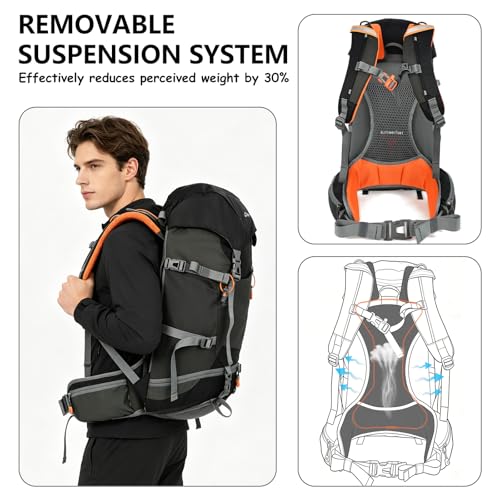35L Hiking Backpack for Women men,Waterproof Camping Outdoor Backpacking Backpack for Travel lightweight Hiking Trekking Daypack - color: Black