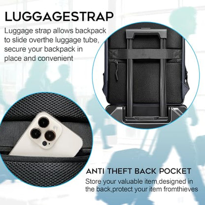 BANGE Laptop backpack with 15.6 inch laptop compartment fit for overnight and commute for men and women (Blue) - color: Blue