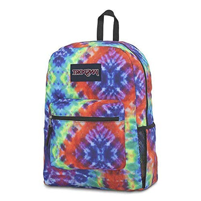 JanSport Cross Town Backpack 17" x 12.5" x 6" - Simple Bag for Everyone with 1 Main Compartment, Front Utility Pocket - Premium Class Accessories - Red Multi Hippie Days - color: Red/Multi Hippie Days