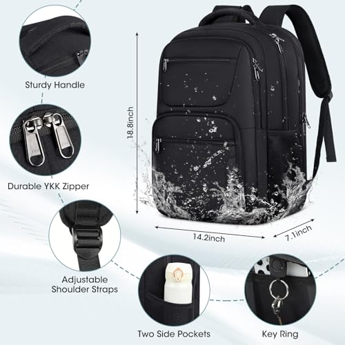 Travel Laptop Backpack, 17 Inch Extra Large Laptop Backpack with USB Charging Hole 45L Anti Theft Travel Backpack Water Resistant College Business Computer Bag Fit 17.3 Inch Laptop for Men Women Black - color: Black