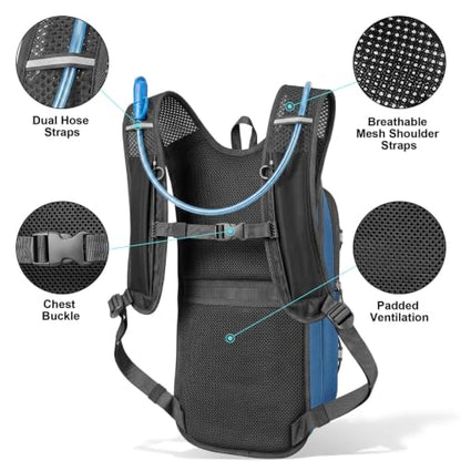 MIYCOO Hydration Backpack - Lightweight Hiking Water Backpack with 2L Water Bladder, Running Hydration Vest Backpack for Men Women, Hydration Pack for Hiking, Cycling, Climbing - color: Blue