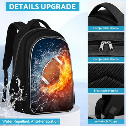 TILYTADLY School Backpack for Boys - American Football Boys Backpack for Kids Children Teens Elementary Middle School - Students Bag for Ages 6-18,17″Bookbag Multifunctional Large Capacity - color: American Football-02-backpack Only