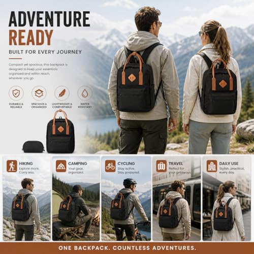 Travel Backpack for Women & Men, Laptop Backpack Fits 15.6 Inch Laptop, Water-Resistant Durable Computer Bag for Work, College & Daily Commute (Black) - color: Black