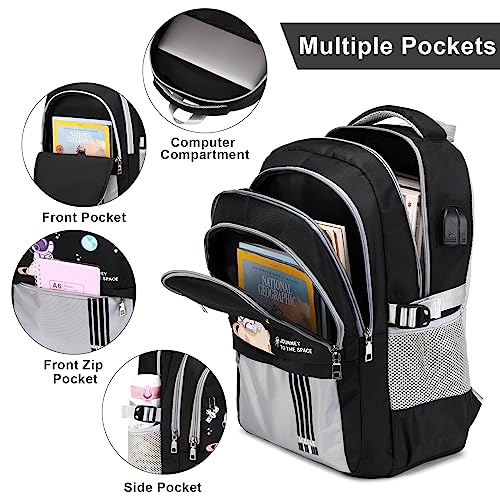 ACESAK Backpack for Boys - Boy Backpack Schoolbag for Boys Kids Teens Girls Elementary Middle School Bags, Waterproof Lightweight Kids Bookbag Backpacks Casual Daypack with Lunch Bag Set - color: Grey