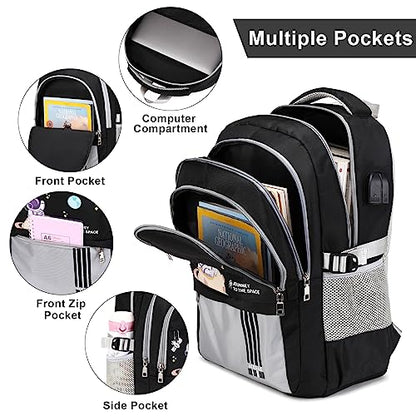 ACESAK Backpack for Boys - Boy Backpack Schoolbag for Boys Kids Teens Girls Elementary Middle School Bags, Waterproof Lightweight Kids Bookbag Backpacks Casual Daypack with Lunch Bag Set - color: Grey