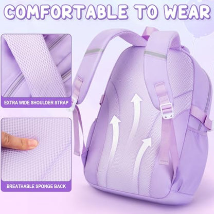 Fimibuke Backpacks for Girls, 3 PCS Waterproof School Backpack with Lunch Box & Pencil Pouch for Kids Teen Girl, Cute Bookbag School Bag for Elementary Middle High School Student Ages 6+(Blue) - color: Blue