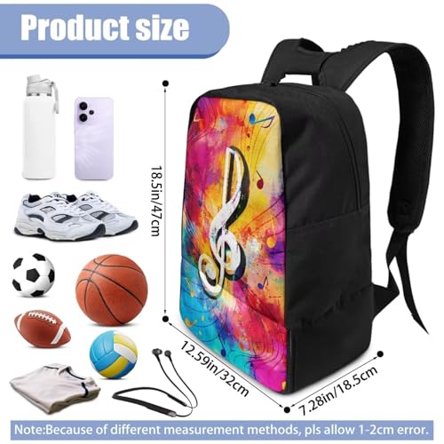 18.5in Basketball Backpack Basketball Bag with Shoe Compartment & Ball Holder, Waterproof Bag for Soccer Volleyball - color: Colorful Music Note Print