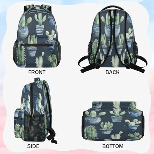 Cacti Plant Backpack with Chest Strap, Casual Backpack for Women Men, 16 Inch Daypack for Travel Work, Cactus - color: Gold