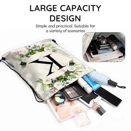 Initial Letter Drawstring Backpack String Sports Gym Bags Waterproof Sackpack Cute for Men Women Beach (13"×17") (Letter-K) - color: Letter-k
