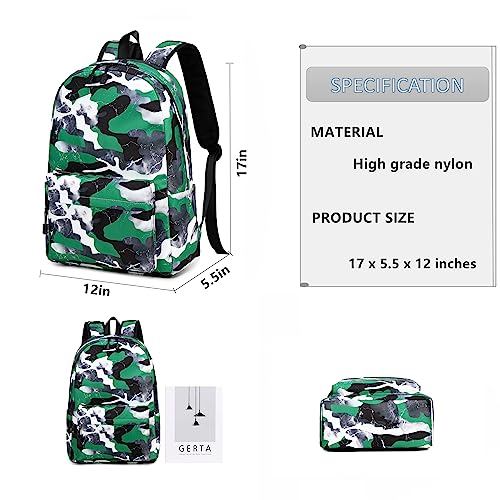 Lmwzh Backpack For Boys Girls Elementary Waterproof teen School Bags Kids Bookbag Lightweight Camo Green 2PC - color: A-green