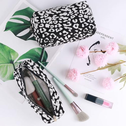 3 Pcs Makeup Bag Cosmetic Bag Set for Girls Women Travel Organizer Bathroom Toiletry Pouch Large Capacity Storage Bag (Black-2) - color: Black-2