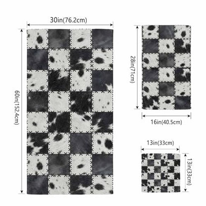 Black White Animal Printed Bath Towels Set of 3 for Bathroom,Soft Absorbent Shower Beach Hand Face Hair Yoga Workout Gym Towel Dish Wahcloth,Farmhouse Fur Texture Plaid Quick Dry Bath Towels+Set - color: Black, White, Grey