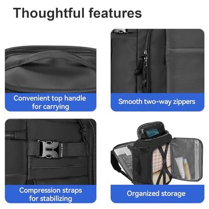 Carry On Travel Backpack Waterproof with Shoe Compartment Flight Approved Laptop Backpack Expandable Business Work Backpack for Women Men Casual Daypack, Black Film - color: Black Film, style: A
