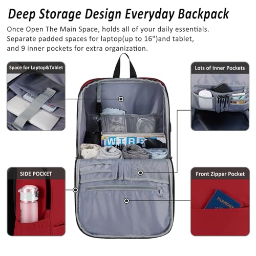 MAXTOP Deep Storage Laptop Backpack Business Anti-theft Backpacks[Water Resistant] College School Computer Bookbag Fits 17 Inch Laptop - color: Ruby Red, size: 17 inch, style: Daypack Backpacks