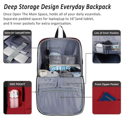 MAXTOP Deep Storage Laptop Backpack Business Anti-theft Backpacks[Water Resistant] College School Computer Bookbag Fits 17 Inch Laptop - color: Ruby Red, size: 17 inch, style: Daypack Backpacks