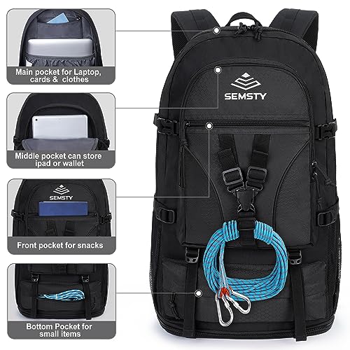 40L/50L Expandable Hiking Backpack for Men and Women, Travel Camping Backpack Flight Approved - color: 40l+10l Black