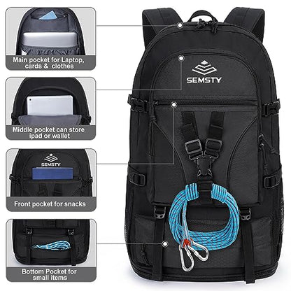 40L/50L Expandable Hiking Backpack for Men and Women, Travel Camping Backpack Flight Approved - color: 40l+10l Black