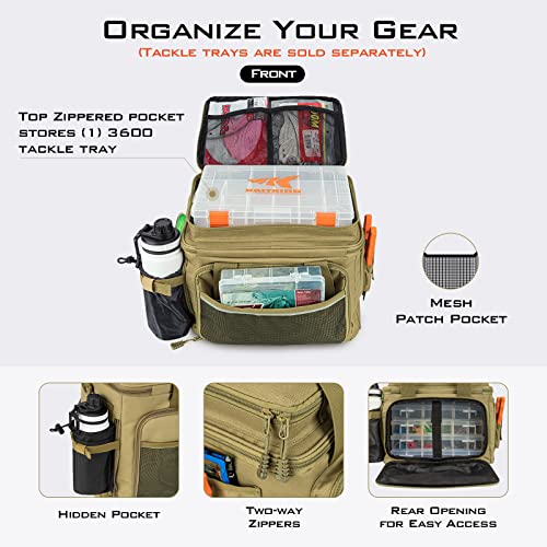 KastKing Fishing Tackle Bags - Saltwater & Freshwater Fishing Bags - Water Resistant, Padded Shoulder Strap - Gear Storage - color: Khaki--Medium, size: Medium