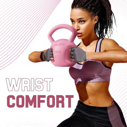 Yes4All Kettlebell, Strength Training Kettlebells for Women, Wide Multi-grip Textured Handle for Home Gym Exercises & Full Body Workout, Single 5–25 lb & Set of 10-15 lb - color: B. 10LB - Pink, style: A. Single