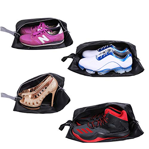 YAMIU Travel Shoe Bags Set of 4 Waterproof Nylon with Zipper for Men & Women, Black - style: 4 Pack - Black